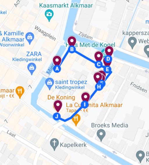 Oude Stad-Route op maps