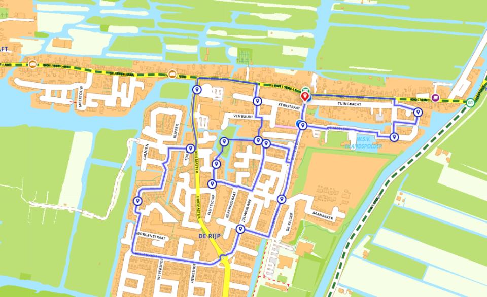 Dorpswandeling de rijp route op de kaart